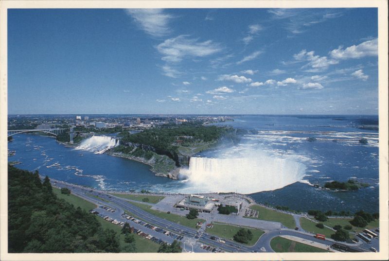 Niagara Falls, Horseshoe & American Falls, Rainbow Bridge ON Canada