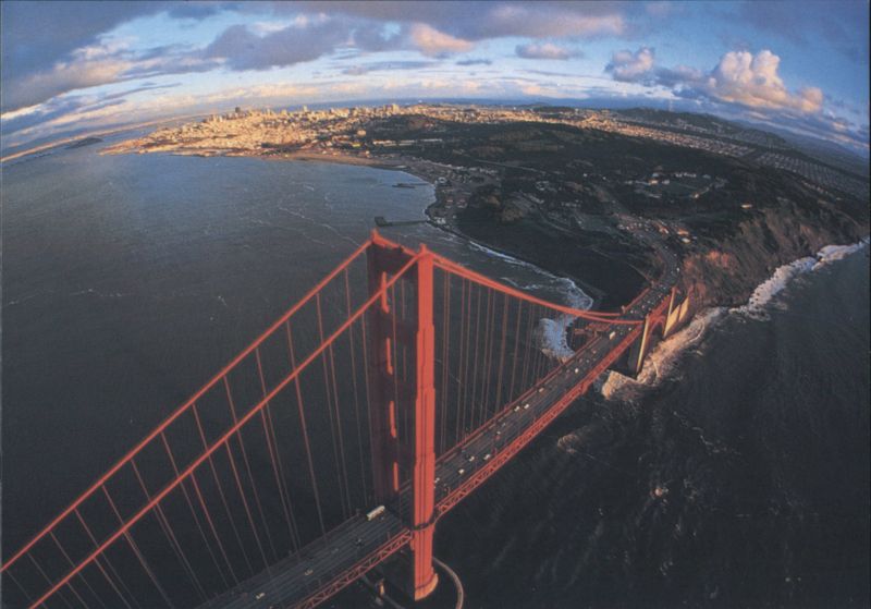 Golden Gate Bridge & San Francisco Skyline Fisheye View California