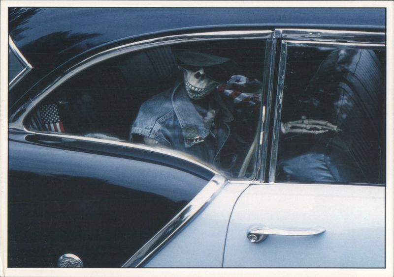 Ghost-rider Skeleton in Car with American Flag Maik Jespersen