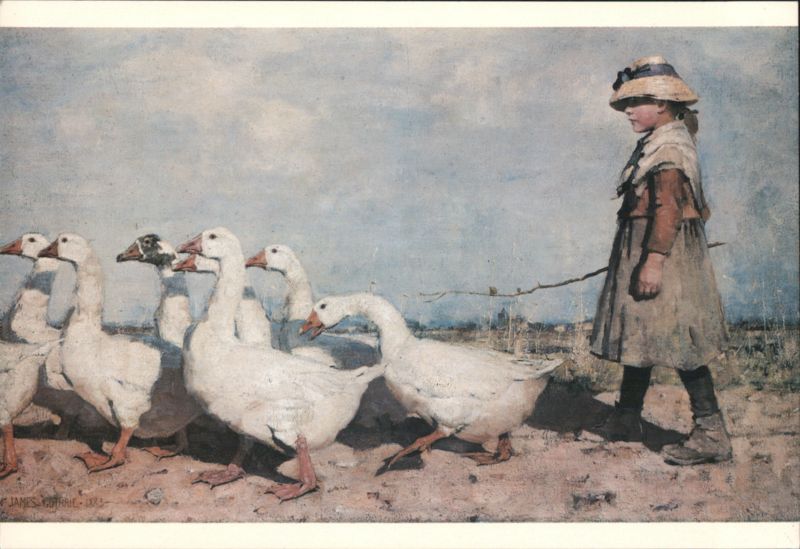 TO PASTURES NEW - Girl Herding Geese Sir James Guthrie