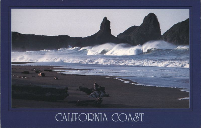 California Coast Wind-Swept Waves Northern California