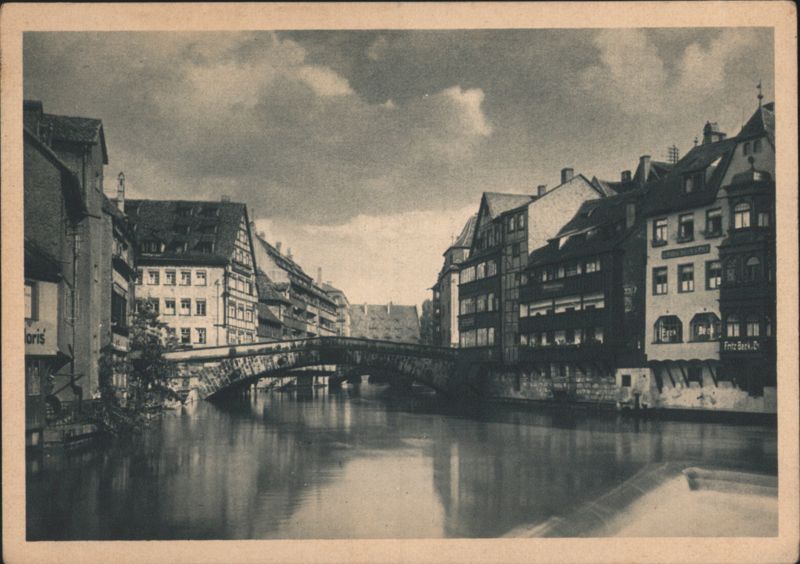 Nürnberg Fleischbrücke over Pegnitz River, 16th Century Germany