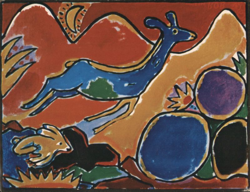 RACE YOU!! SAYS RABBIT, Bob Muson Oil Painting Multiple Animals