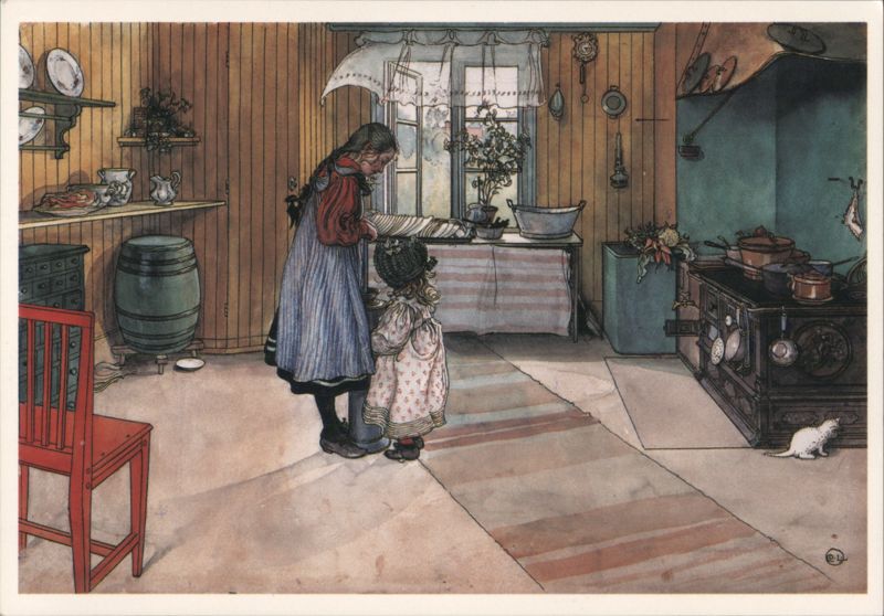 Carl Larsson The Kitchen, c. 1895 - Woman & Child Children