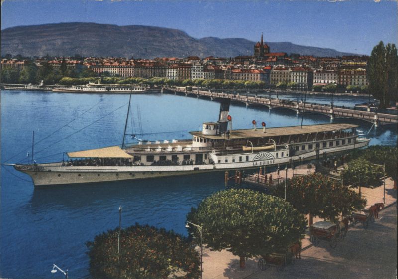 Paddle Steamer LA SUISSE, Mont-Blanc Quay, Geneva Switzerland