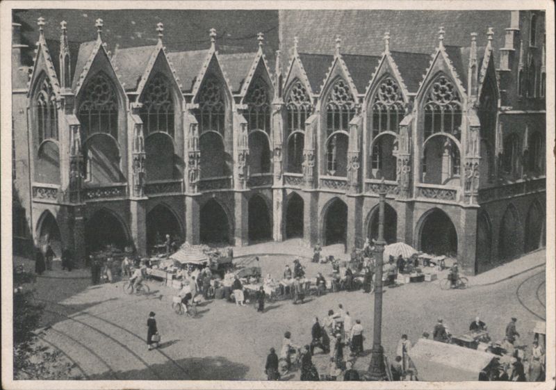 Brunswick Medieval Townhall Market Scene Germany Peter Lufft