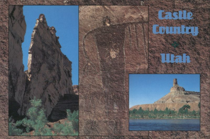 Castle Country Utah: Sandstone Wall, Pictographs, Butte