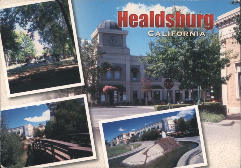 Healdsburg California Clock Tower Park Fountain Lynn Hunton