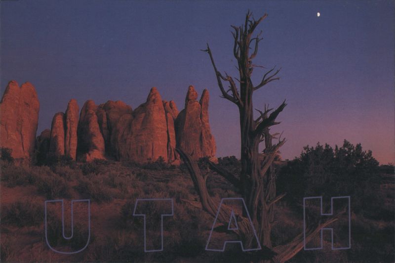 Sandstone formations near Sand Dune Arch, Utah at dusk