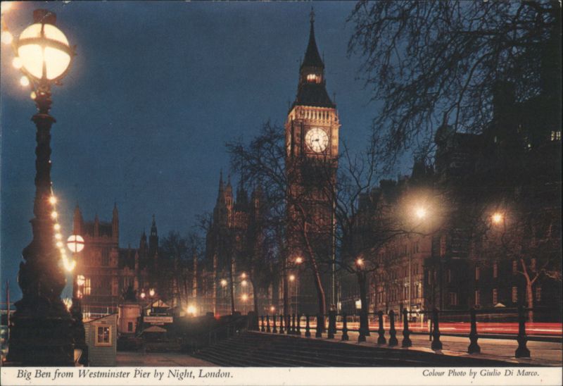 Big Ben from Westminster Pier by Night, London United Kingdom