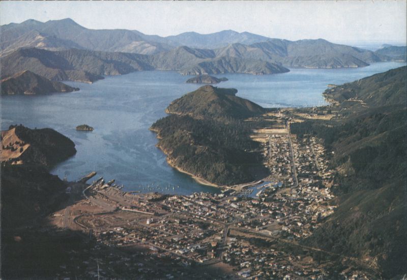 Picton from the Air, Marlborough Sounds New Zealand