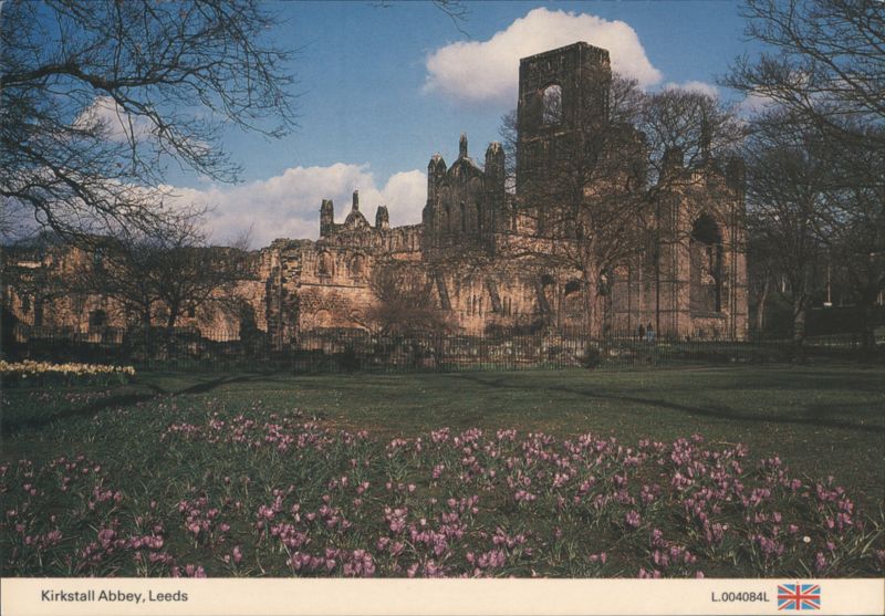 Kirkstall Abbey, Leeds with Crocuses United Kingdom