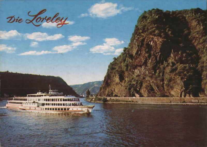 Loreley Rock on Rhine River with Passenger Ship Germany