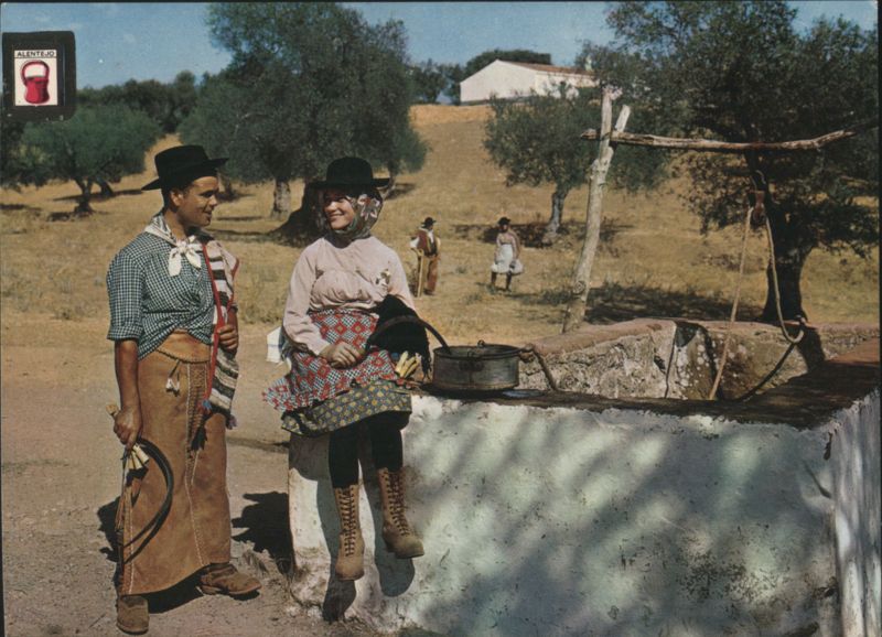 Alentejo Portugal Harvesters at Well Traditional Attire