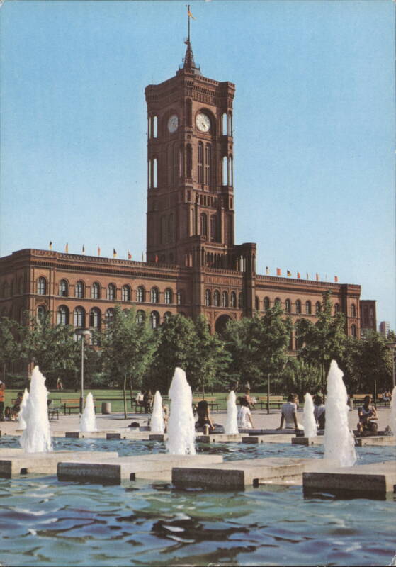 Berlin Town Hall with Fountain Germany R. Schlegel, Lunzenau