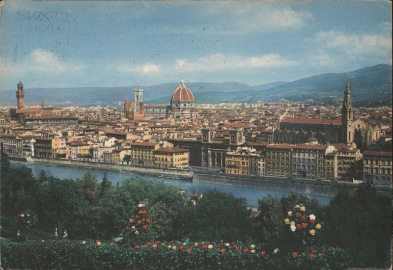 Florence Italy City Panorama Duomo Arno River View
