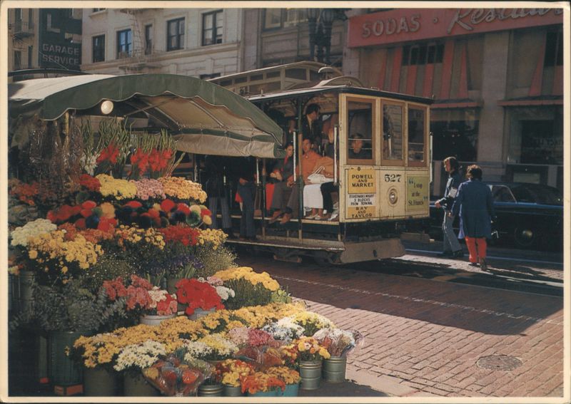 Colorful flowerstand on Powell Street, San Francisco California