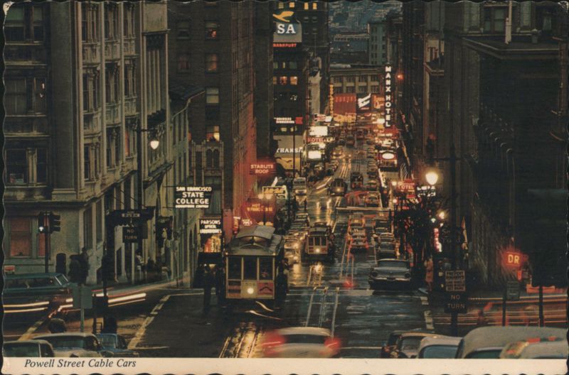 Powell Street Cable Cars at Twilight, San Francisco California