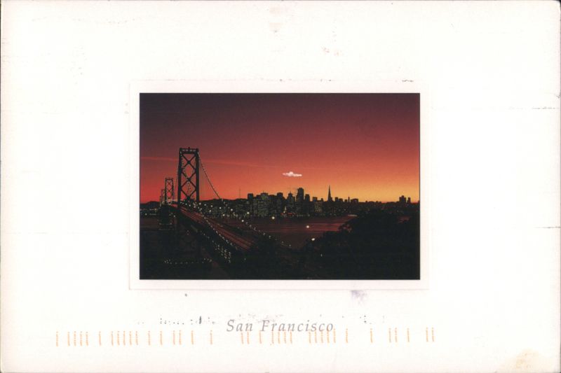 San Francisco Bay Bridge & Skyline Sunset from Treasure Island California
