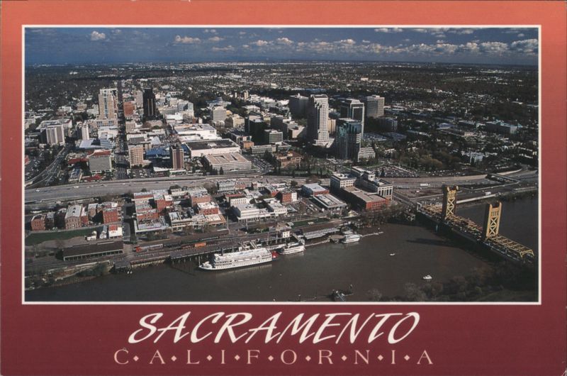 Sacramento CA Aerial View Old Sacramento & Tower Bridge California