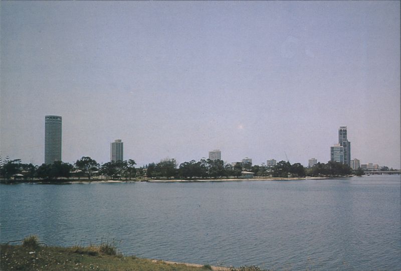 Surfers Paradise viewed across the Nerang River Australia