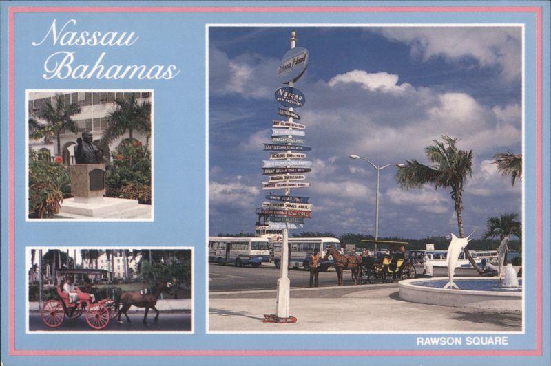 Nassau Bahamas Rawson Square Directional Sign Sir Milo Butler