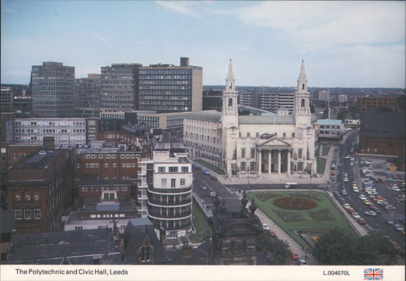 Leeds Polytechnic and Civic Hall Aerial View United Kingdom