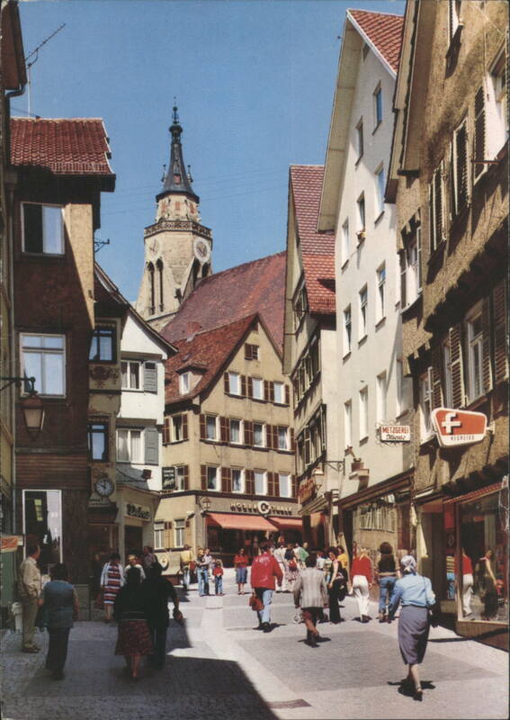 Neckargasse Pedestrian Zone & Stiftskirche, Tübingen Germany
