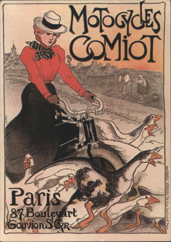 Motocycles COMIOT Woman on Motorcycle Geese Théophile-Alexandre Steinlen