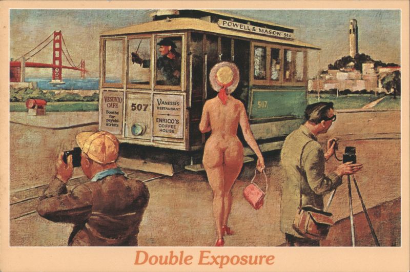 Double Exposure: San Francisco Cable Car, Nude Woman California