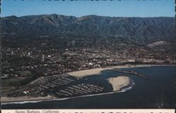 Santa Barbara Harbor, City & Mountains Aerial View Postcard