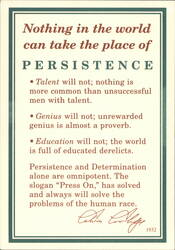 Calvin Coolidge Persistence Quote - Talent Genius Education Postcard