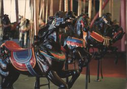 Santa Cruz Beach Boardwalk Looff Carousel Horses Postcard
