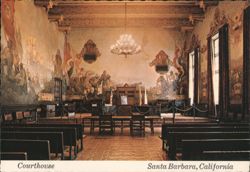 Santa Barbara Courthouse Interior, Murals, Carved Woodwork Postcard