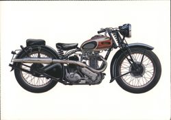 1937 Ariel Red Hunter Motorcycle with Upswept Exhaust Pipes Postcard