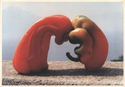 Verliefde paprika's - Two Red Bell Peppers Embracing Postcard