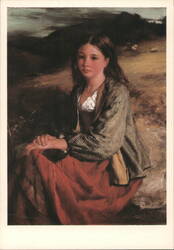 Robert Herdman, Evening thoughts, Young Girl Painting Postcard
