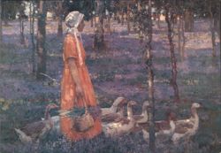 The Goose Girl by William Leech, Woman with Geese Postcard
