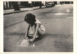 Friedrich Seidenstücker - Young Girl Drawing with Chalk Postcard