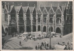 Brunswick Medieval Townhall Market Scene Postcard
