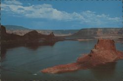 Lake Powell, Dominguez Rock, Padre Bay, Bird's Eye View Postcard