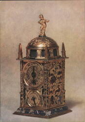 German Silver-Gilt & Enamelled Table-Clock, Augsburg c. 1600 Postcard