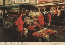Flower Stand San Francisco Cable Cars Postcard