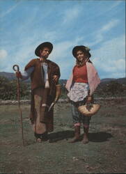 Shepherd and Woman Reaper from Alentejo Folklore Postcard