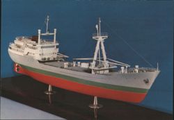 Seafaring Motor-Freighter Model, Hungarian Shipyard Postcard