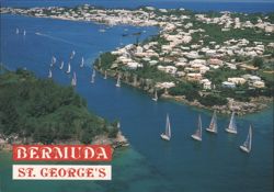 St. George's Bermuda, Yachts Sailing Through Town Cut Postcard