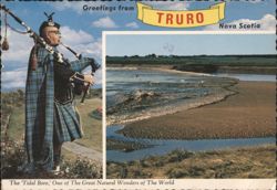 Truro Tidal Bore & Bagpiper, Nova Scotia Postcard