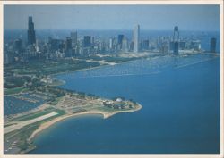 Chicago Skyline, Lake Michigan, Field Museum, Shedd Aquarium, Adler Planetarium Postcard