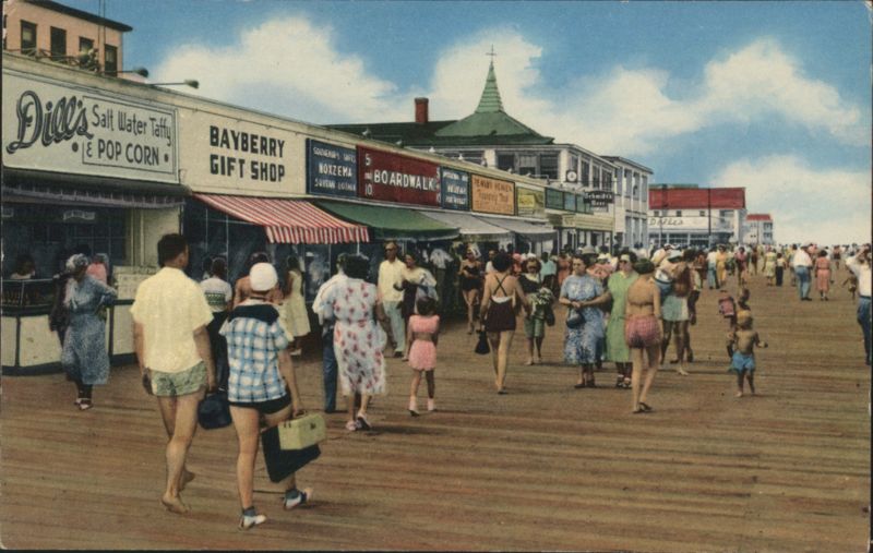 Rehoboth Beach Boardwalk Scene, Shops, People Delaware