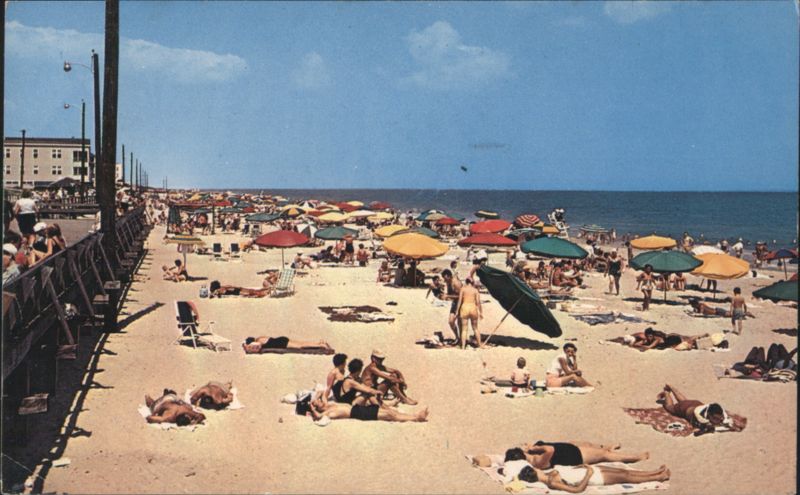 Rehoboth Beach, DE - People & Umbrellas on Sunny Beach Delaware